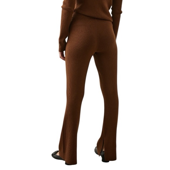 Rails Jules Fox Brown Cotton Silk Blend Ribbed Knit Split Hem Pants Medium - Picture 2 of 14
